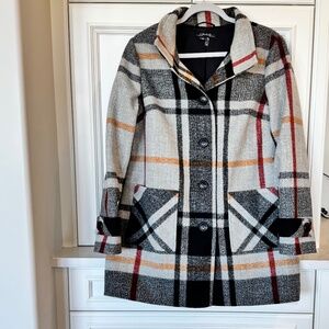 Charlie B Wool Blend Plaid Coat – Size M